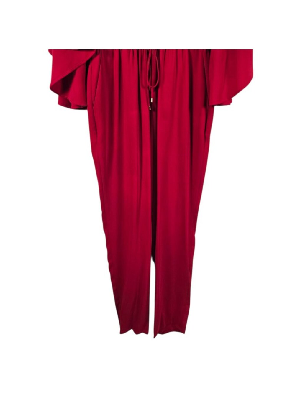 Ralph Lauren LRL Womens Red Drawstring V-Neck Wide Flare Sleeves Jumpsuit Size 8 - Picture 3 of 12